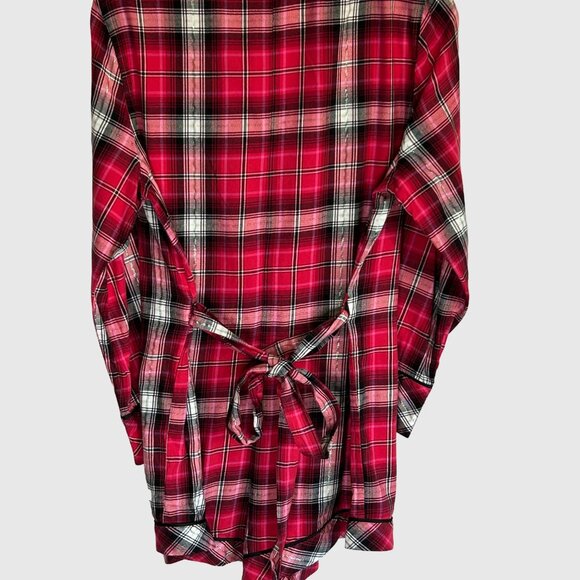 Victoria's Secret  Flannel Romper Cotton Pyjama - Pink & Red - Medium - Picture 4 of 6